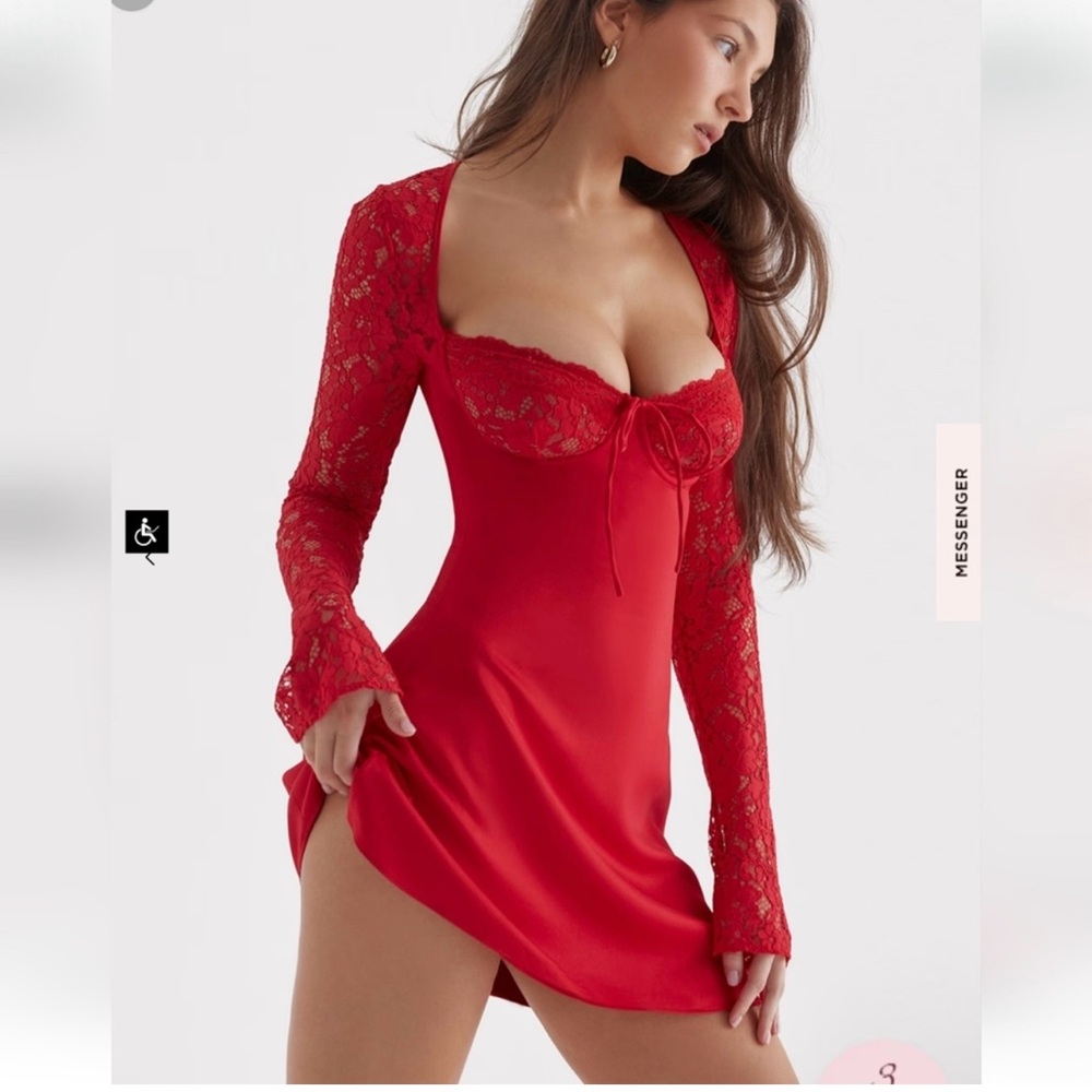 House of CB Jennica Satin Red Dress